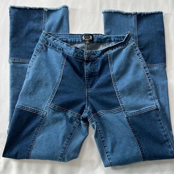 AZI Patchwork Flare Leg Jeans - Picture 1 of 5